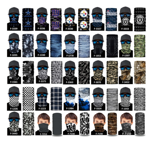 15 Pack - Bandana, Mascara, Pañuelo Moto, 4x4, Pesca, Sol Color Variedad Modelos