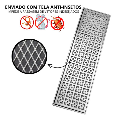 Grelha 15x50 Alumínio Dubai Com Tela E Aro