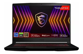 Laptop Msi Gf63 Core I7 12th 16gb 512gb Rtx 4050 15,6