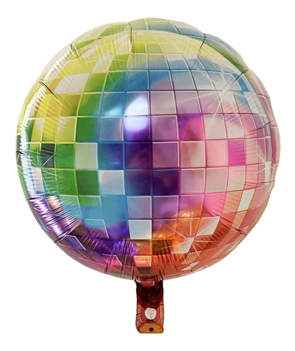 Globo Metalizado Bola De Espejos Multicolor 45cm Apto Helio