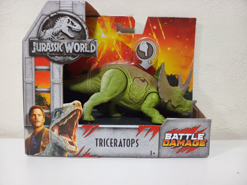 Figura Triceratops Battle Damage Jurassic World - Mattel (Usado)