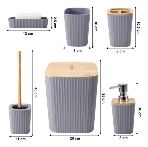 Kit De 6 Accesorios De Baño Cuadrado C56