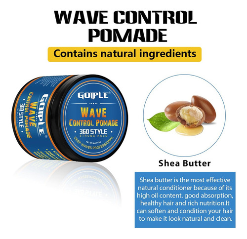 Strong Hold Natural Wave Pomade For Men , Easy Wash 360 Wave