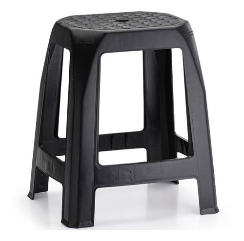 Kit 4 Banquetas De Plástico Resistente Banco Reforçado Cor Preto