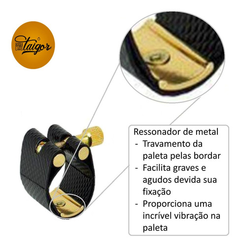 Abraçadeira, Sax Alto Sintético, Ressonador De Metal Taigor,