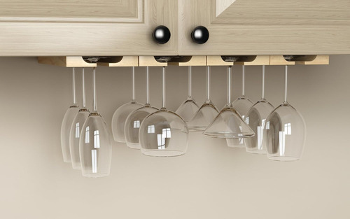 Under Cabinet Mount Wood Stemware Rack 30cm Long Natura...