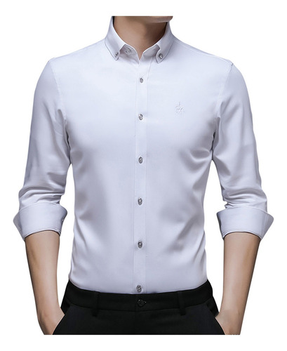 Yo) Camisa Hombre Casual Seda Hielo Manga Larga Fibra Bambú