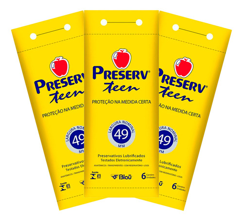 3 Pacotes De Preservativos Preserv Teen 6 Unidades - Kit