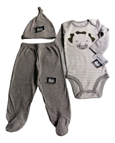 Conjunto Carter's Bebé Con Gorrito Talla 9 Meses Dinosaurio.