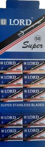 Cartela 10 X 5 Lâminas Para Barbear 50 Lord Super Inox C/ Nf