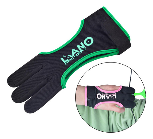 2 Guantes De Tiro Con Arco De Cuero Protector De Tres Negro