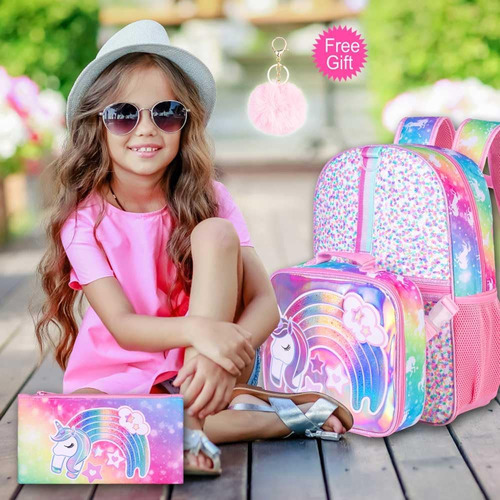 Klfvb Mochila De Unicornio De 3 Piezas Para Niñas, Mochila Y
