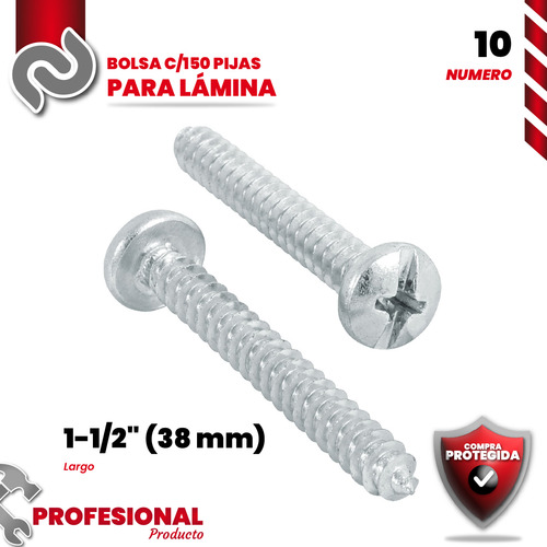 Bolsa Con 150 Pijas Para Lámina, #10 X 1