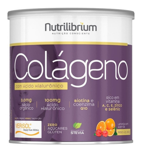 Colágeno Verisol Ácido Hialurônico Silício Orgânico Coq-10 Sabor Abacaxi Com Hortel