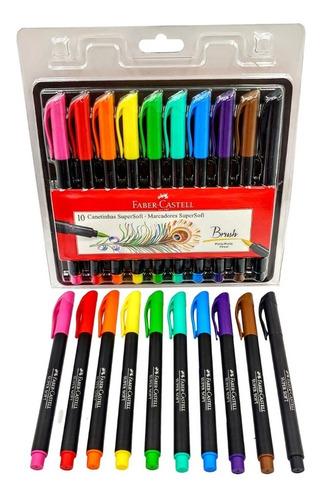 Canetinha Faber Castell Hidrog. Supersoft Brushpen 10 Cores