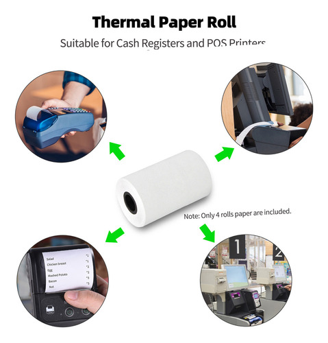 4 Rollos Papel Térmico 57x40mm Blanco Impresión Clara For C