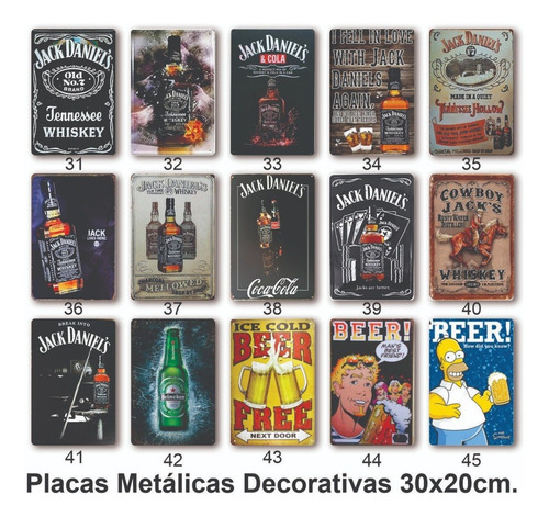 Imagen 2 de 10 de Placas Vintage Retro De Metal Cuadros Bar Cafe 30x20