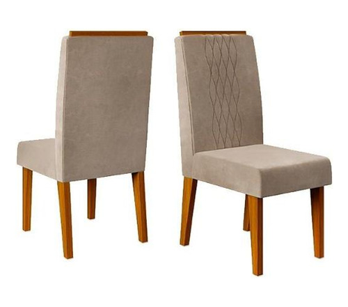Cadeira Sala De Jantar Lia Kit 2 Un Freijó/veludo Kraft - D