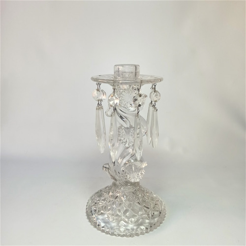 Hermoso Candelabro En Cristal Para Una Vela Con Caireles.