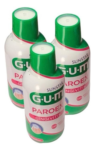 Kit De 3 Enjuagues Bucales Gingivitis Paroex 300 Ml Gum