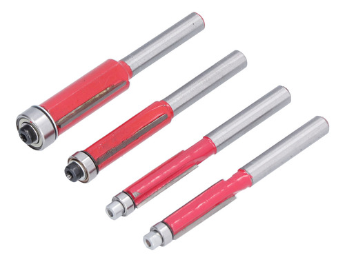 Broca Trim Router, 4 Piezas, Vástago Empotrado De 1/4 De Pul