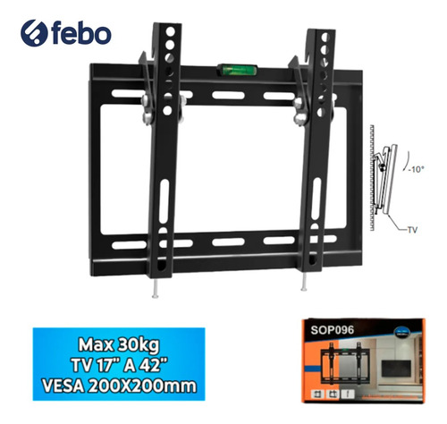 Soporte Para Tv De 17 A 42 Hasta 30kg Reclinable 200x200mm