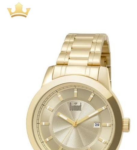 Relógio Dumont Masculino Analógico Dourado Original + Nf