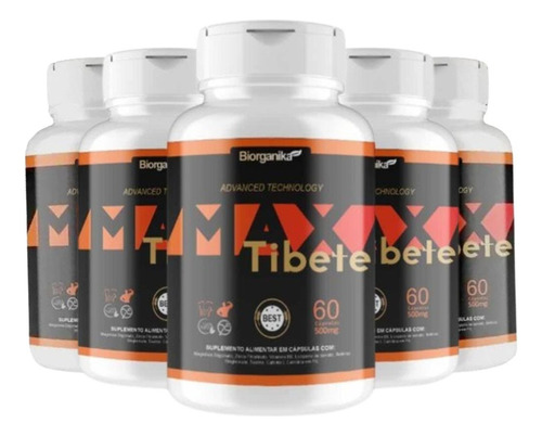 Max Tibete Kit 5 Natural 300 Capsulas Sabor Sem Sabor