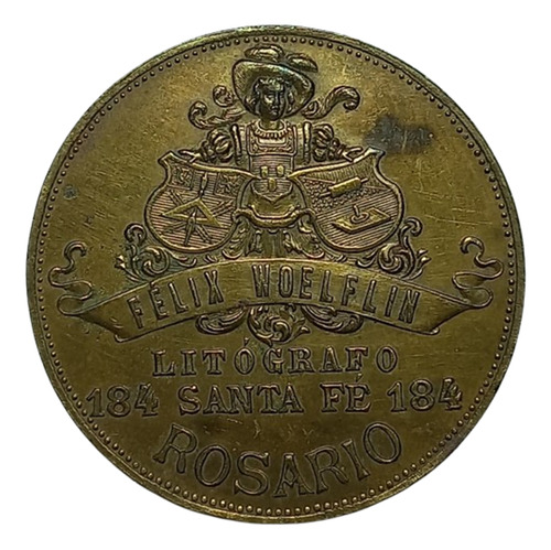 Medalla Publicidad Felix Woelflin Litografo Rosario (r. 072)