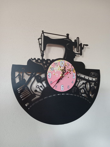 Reloj De Maquina De Coser Negro Rosa