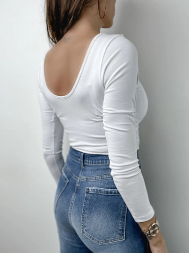 Remera Manga Larga Mujer Con Top Push Up Corpiño Algodón