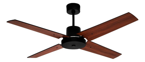 Ventilador de techo Protalia 3019 negro con 4 palas color  nogal y negro natural de  madera, 120 cm de diámetro 220 V