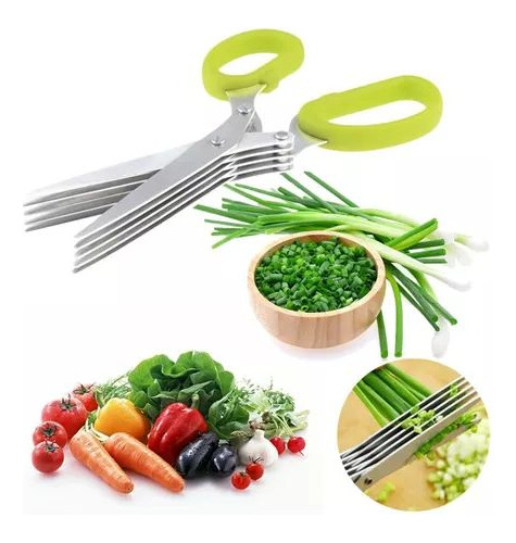 Tijera Para Cocina Verduras Hierbas Corte Múltiple 5 Hojas