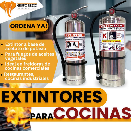 Extintor Tipo K 2.5 Gl Acetato De Potasio Acero Inoxidable