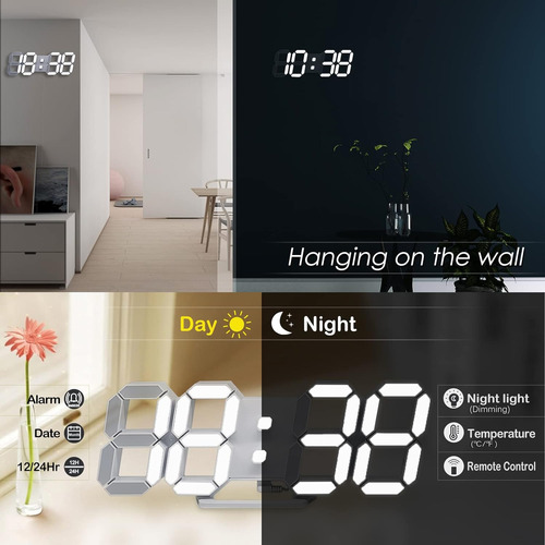 Reloj Digital 3d Led Reloj De Pared 9.7 , Reloj De Mesa...