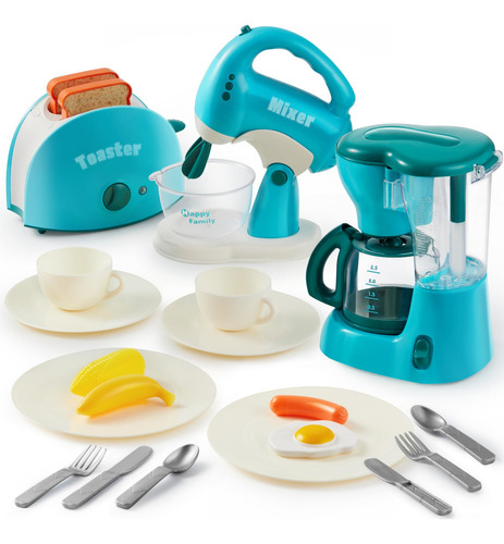 Juego De Cocina Con Electrodomésticos Y Luces, Azul