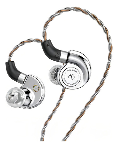 Fone De Ouvido Trn Conch Dinamico In-ear Monitor Sem Mic Prateado