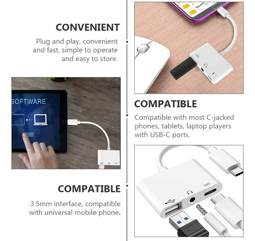 Adaptador De Fone De Ouvido Tipo C Conversor De Fone De Ouvi
