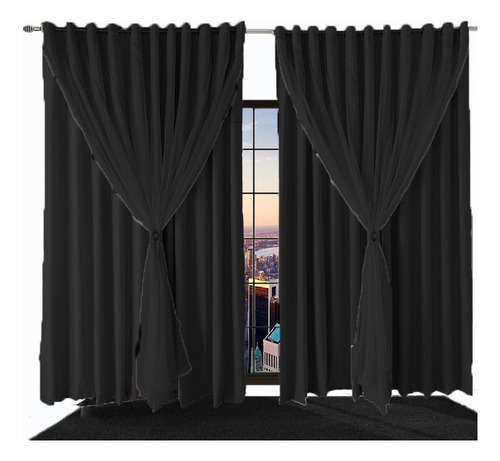 Cortinas Blackout 8x2,80 Apartamento Blecaute Preto