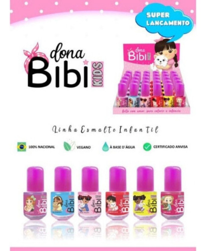 Esmalte Infantil Lavável Kit Com 6 Dona Bibi Kids