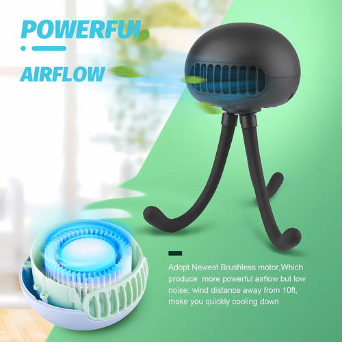 Ventilador Portátil Recargable Para Cochecito Con Clip Flexi