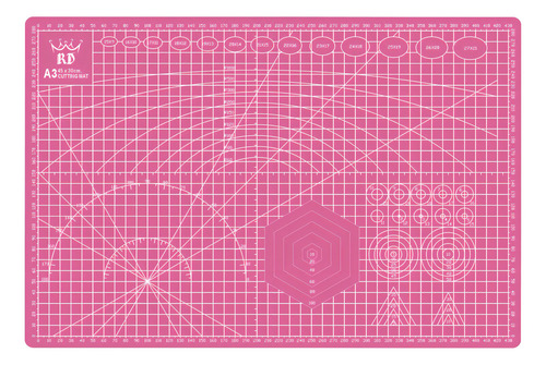 Kit Rd Tabla Corte A3 45x30cm Rosa, Regla 40cm Y Cortante Exacto