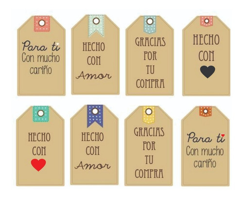 100 Tags Kraft + 100 Tarjetas Pers (d/faz) + 100 Calcos 