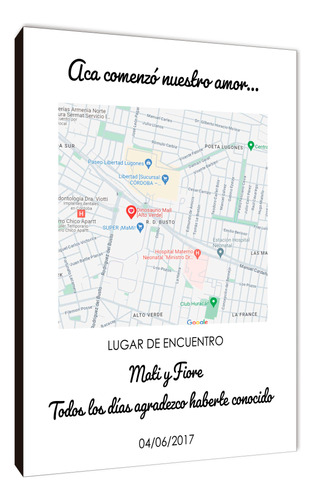 Cuadro Google Maps Con Frase Y Fecha Varios Modelos 29x41