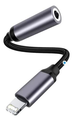 Adaptador Aux 3.5mm A Auricular Compatible Con Iphone 7 A 14 Gris