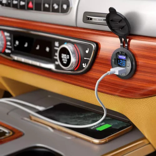 Cargador Triple 1 Tipo C Y 2 Usb Qc 3.0 56w 12v - 24v