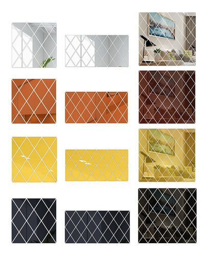 Imagen 10 de 10 de Adhesivo Decorativo Para Pared, Diseño De Espejo De Diamante