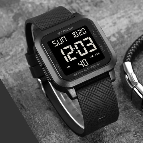 Reloj Zolohoni Square Led Digital Para Hombre, Resistente Al