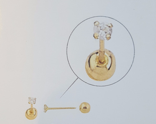 Imagen 3 de 5 de Broqueles Para Bebe De Oro 18k C Diamante 4 Puntos Mod. 934