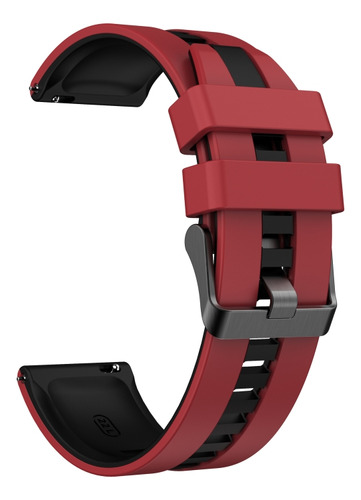 Correa De Reloj De Silicona Roja Y Negra De 22 Mm Para Huawe